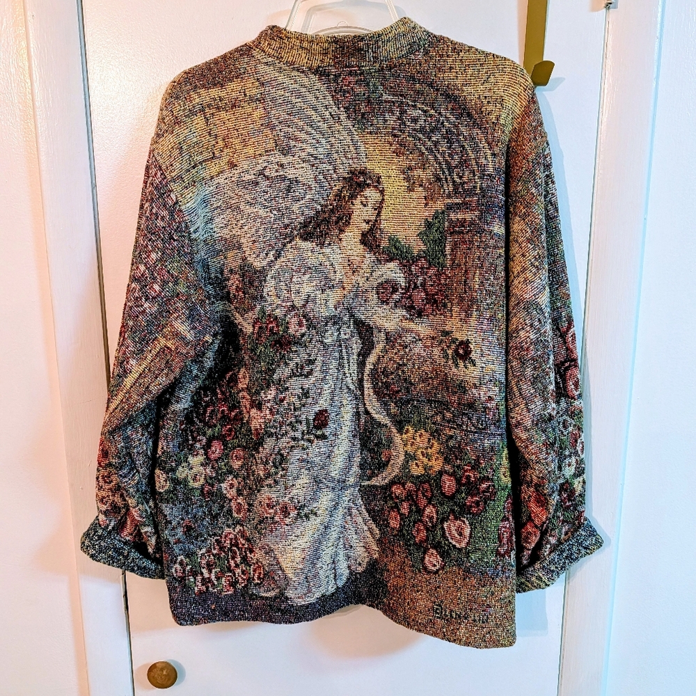 Sugar Street Weavers Cotton Woven Tapestry Angel Of Love Lena Liu Vintage Jacket - Picture 5 of 7